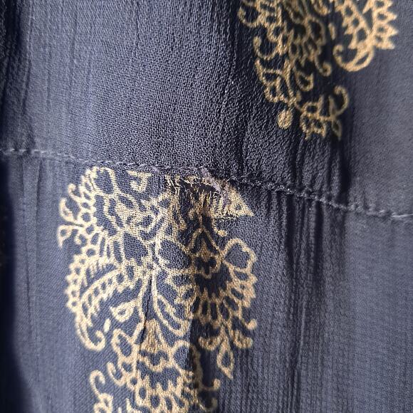 Paradise East Rayon Black & Gold Indian Print Transparent Cape Jacket - Size S - Picture 13 of 13